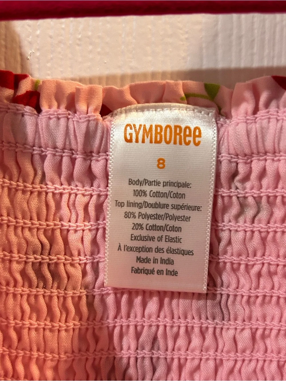 Gymboree Girls Simple Pink Cherry Print Top - Size 8